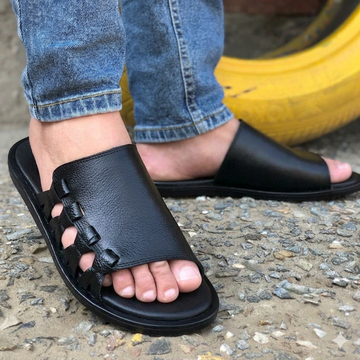 Crystal Elite Cross-Weave Leather Slides